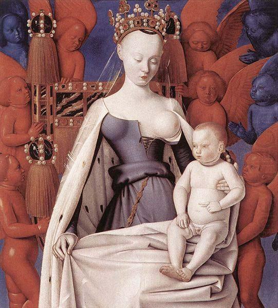 Jean Fouquet right wing of Melun diptychVirgin and Child Surrounded by Angels Showing Charles VII mistress Agnes Sorel china oil painting image